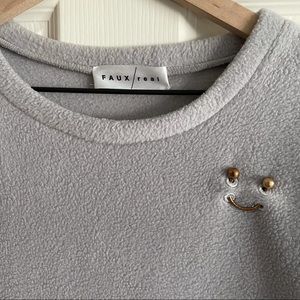 FAUX/real Smiley Face Piercing Fleece Dress